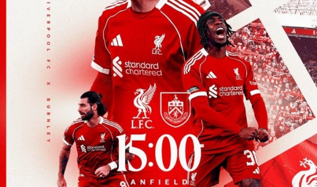 利物浦官推晒对阵伯恩利海报：范戴克、弗林蓬、索博斯洛伊出镜