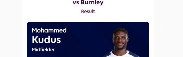 爱游戏官网入口-助攻双响，官方：热刺边锋库杜斯当选热刺vs伯恩利全场最佳球员